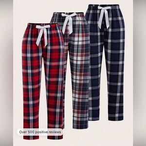 SHEIN 3pcs Plaid Print Tie Waist Sleep Pants